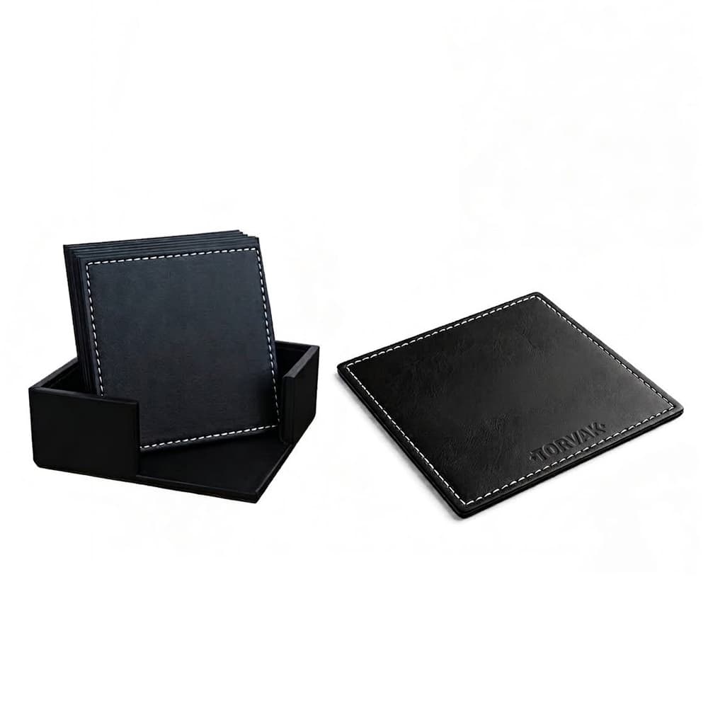 PU Leather Square Drink Coasters Set gallery 11