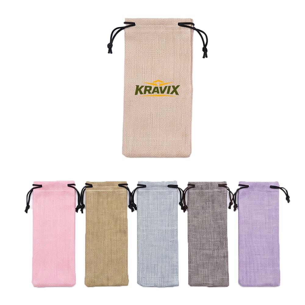 Linen Drawcord Eyeglass Pouch - Custom Wholesale BAGS DRAWSTRING | Alogo Solutions