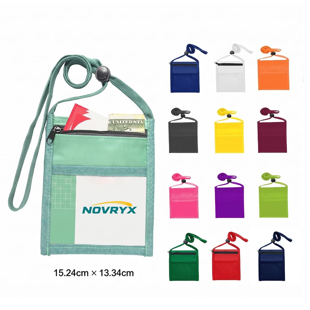 Recycled ID Lanyard Pouch w/ Zip Pocket - Custom Wholesale LANYARDS | Alogo Solutions