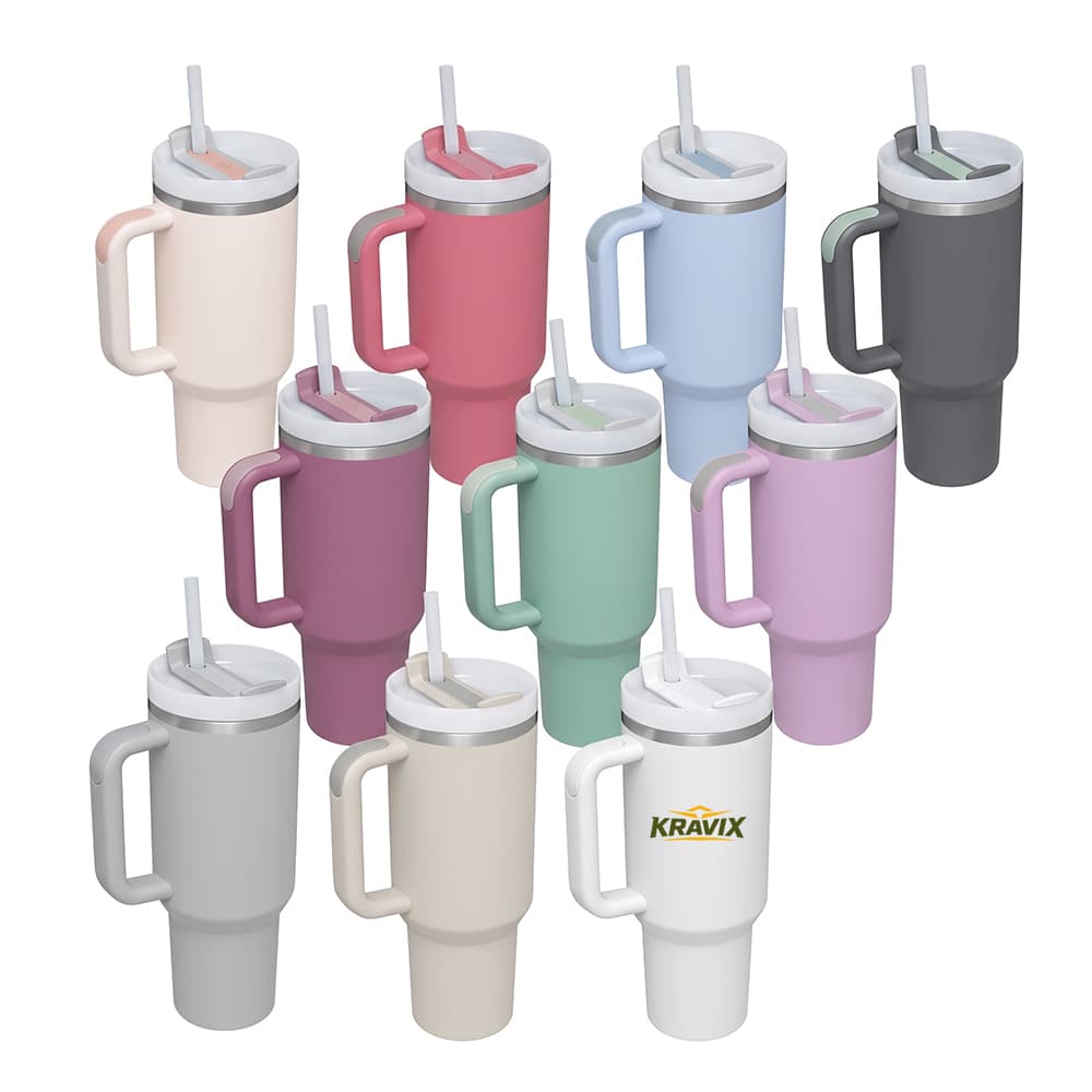 40 oz Insulated Stainless Steel Tumbler w/ Lid & Straw - Custom Wholesale TUMBLERS | Alogo Solutions
