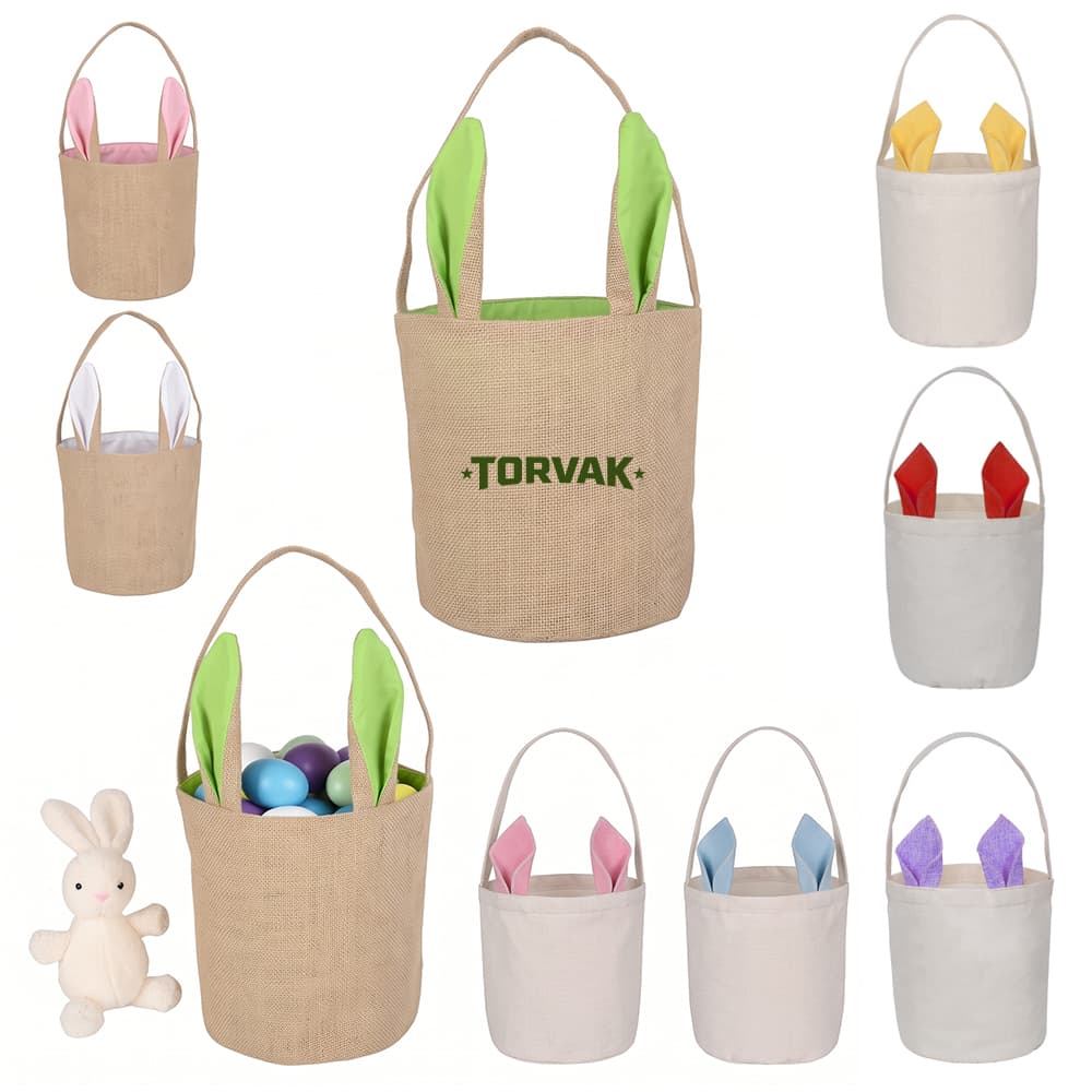 Easter Bunny Ear Burlap Basket - Custom Wholesale TOTE BAGS JUTE | Alogo Solutions