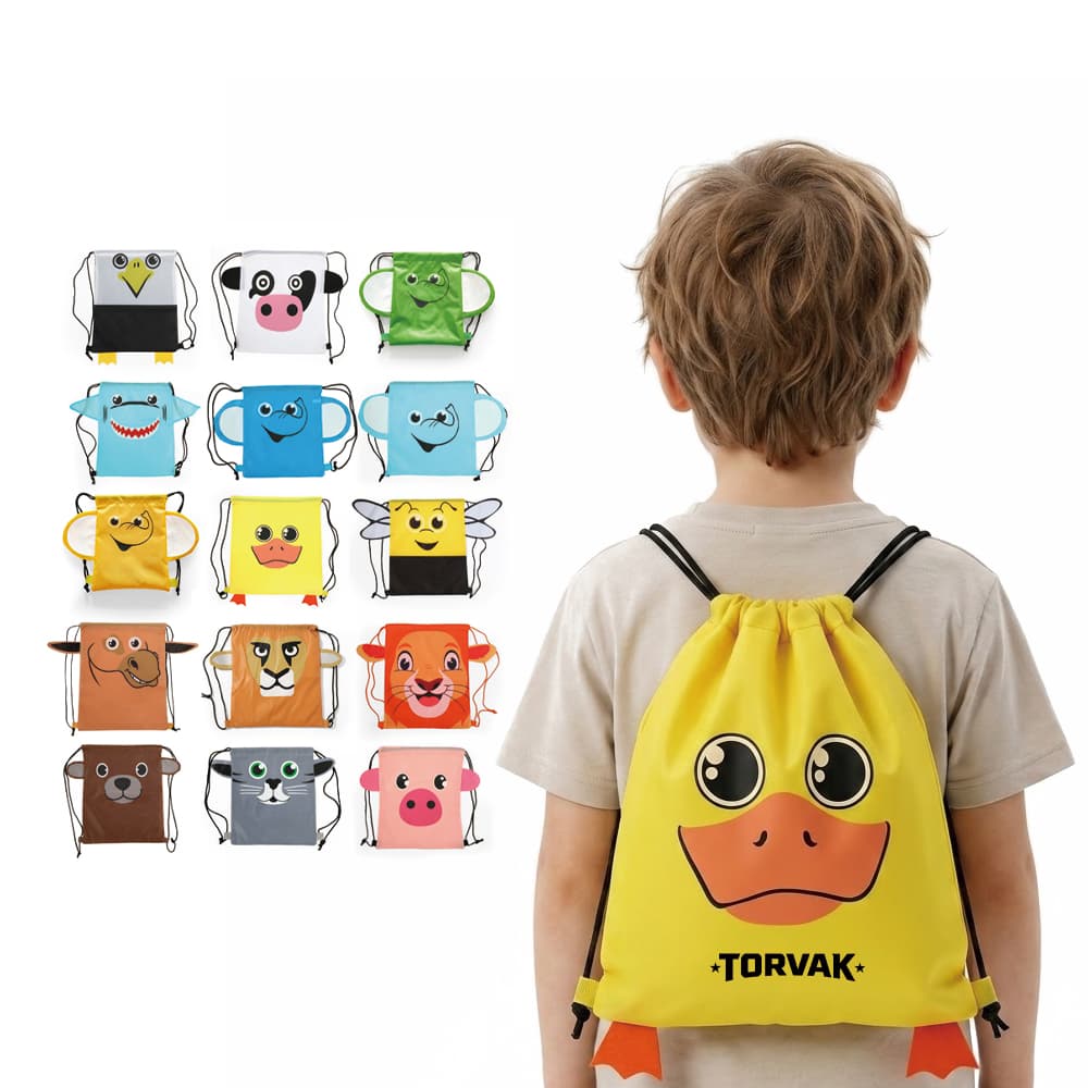 Whimsical Animal Cinch Sport Pack - Custom Wholesale BACKPACKS DRAWSTRING | Alogo Solutions