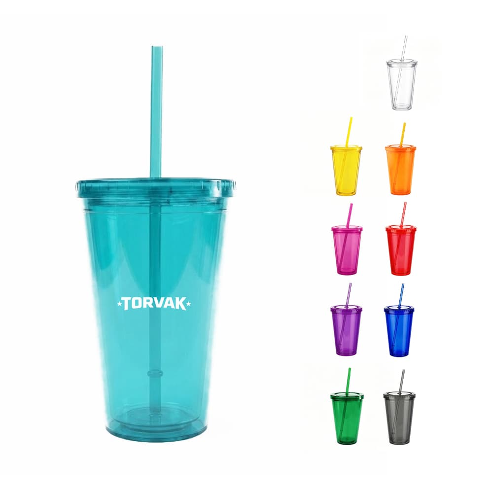 Double Wall Insulated Beverage Tumbler w/ Straw - Custom Wholesale TUMBLERS | Alogo Solutions